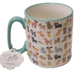 10 Strawberry Street Bella AO Pups Dogs Blue 16 oz Animal Lovers Coffee Mug Cup